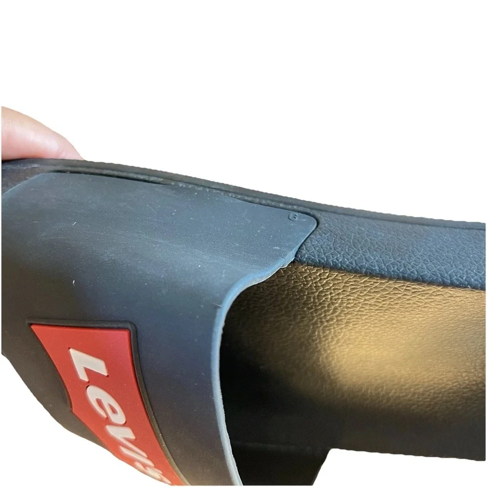 LEVIS Men Batwing Slide sz 11 Black Synthetic Slippers Logo Water Resistant  NEW